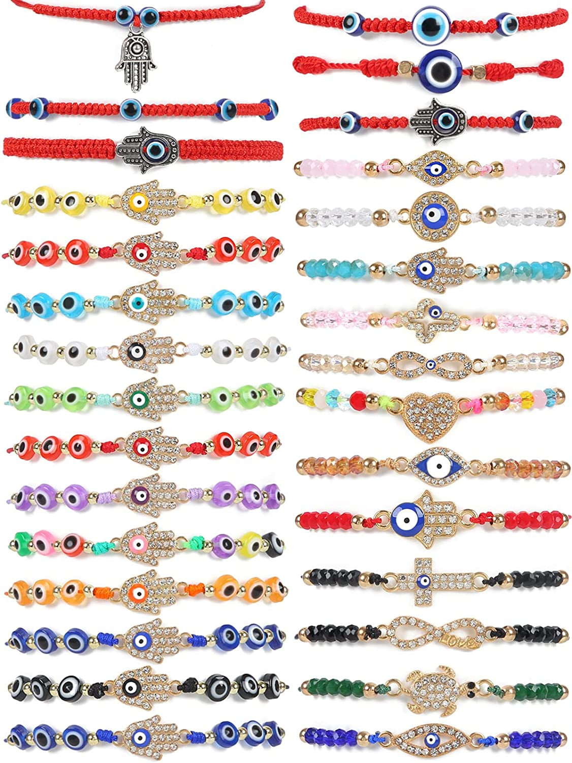 ILGANT 36Pcs Evil Eye Bracelets Set Jewelry for Women Girls Mexican String Knot Bracelet Pack Apparel & Accessories > Jewelry > Bracelets ILGANT 30Pcs Bracelets  