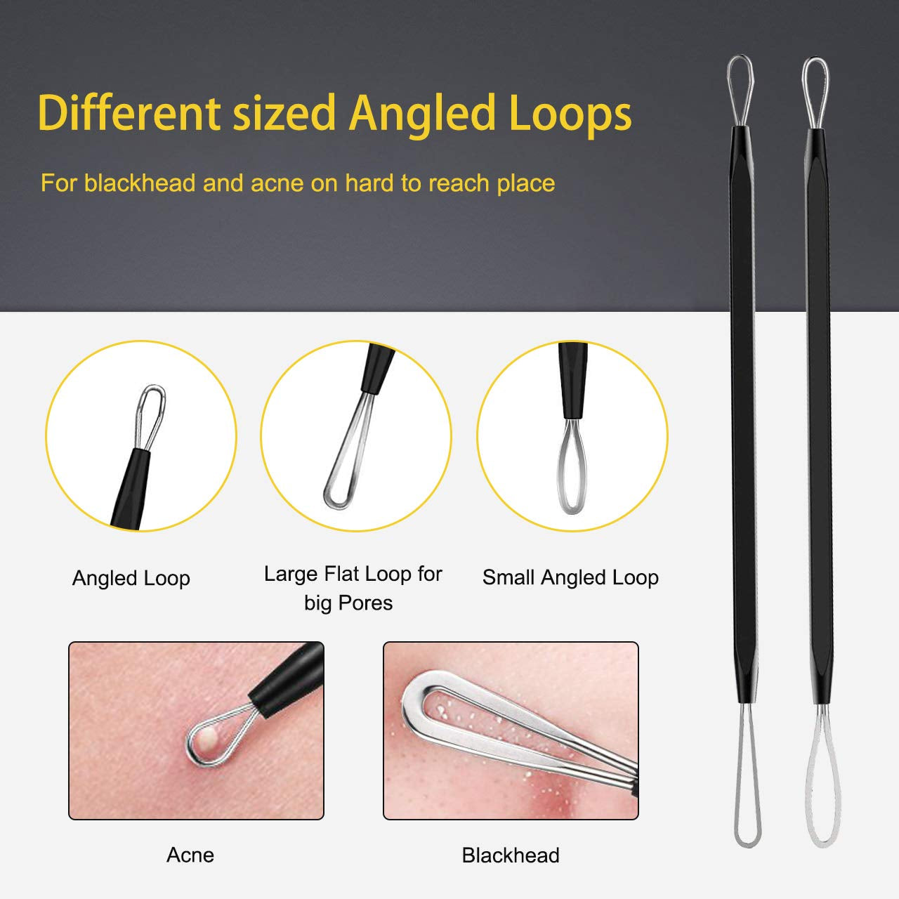 Pimple Popper Tool Kit - Boxoyx 10 Pcs Blackhead Remover Comedone Extractor Kit with Metal Case for Quick and Easy Removal of Pimples, Blackheads, Zit Removing, Forehead,Facial and Nose（Black) Health & Beauty > Personal Care > Cosmetics > Cosmetic Tools > Skin Care Tools Boxoyx   