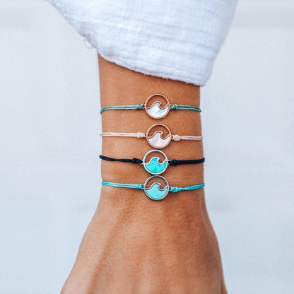 Pura Vida Rose Gold or Silver Stone Wave Bracelet W/Plated Charm - Adjustable Band, 100% Waterproof Apparel & Accessories > Jewelry > Bracelets Pura Vida   