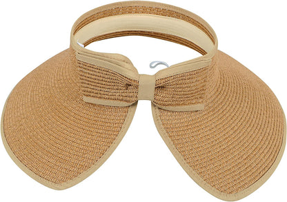 Simplicity Women'S UPF 50+ Wide Brim Roll-Up Straw Sun Hat Sun Visor Apparel & Accessories > Clothing Accessories > Hats Simplicity   