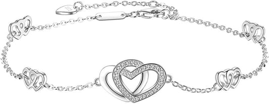 Sterling Silver Heart Love Anklets for Women , Birthday Mothers Day Jewelry Gifts for Mom Wife from Daughter Husband Apparel & Accessories > Jewelry > Anklets Desimtion A- Sterling Silver Heart Anklet  