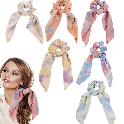 Cutewing Paisley Hair Scrunchies with Bow Hair Scarves Scrunchy Ponytail Holder Elastics Hair Bands Ribbon Hair Tie for Women Girls with 6PCS Apparel & Accessories > Clothing Accessories > Bandanas & Headties Cutewing colorful  