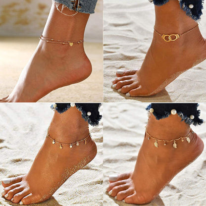 Honsny 18PCS Ankle Bracelets for Women Gold Silver Layered Chain Anklet Set Adjustable Size Beach Anklet Bracelet Jewelry for Women Teen Girls Apparel & Accessories > Jewelry > Anklets Honsny   