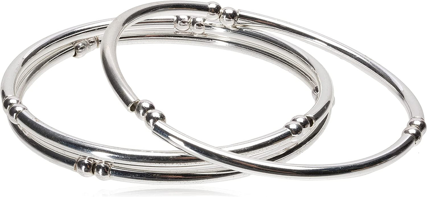 NINE WEST Women'S Classics Silvertone Stretch Bangle Bracelet 3 Piece Set Apparel & Accessories > Jewelry > Bracelets Nine West   