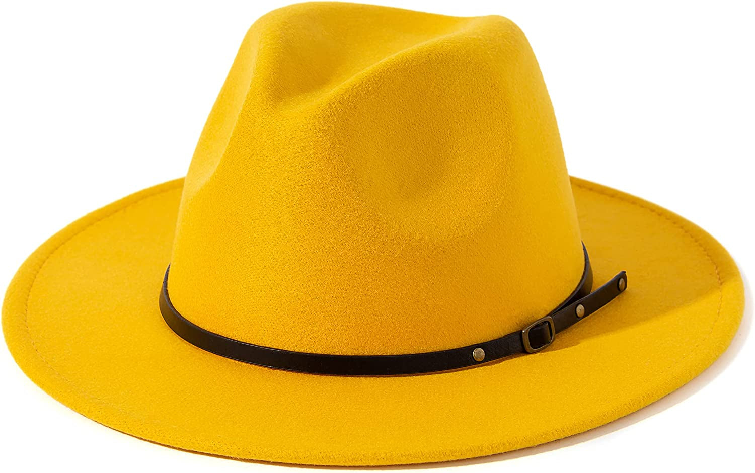 Lisianthus Women Belt Buckle Fedora Hat Apparel & Accessories > Clothing Accessories > Hats Lisianthus Yellow  