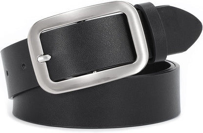Women Leather Belts for Jeans Pants Fashion Dress Belt for Women with Solid Pin Buckle by WHIPPY Apparel & Accessories > Clothing Accessories > Belts WHIPPY 7-black XL: Fit for Waist Size 43"-46" 