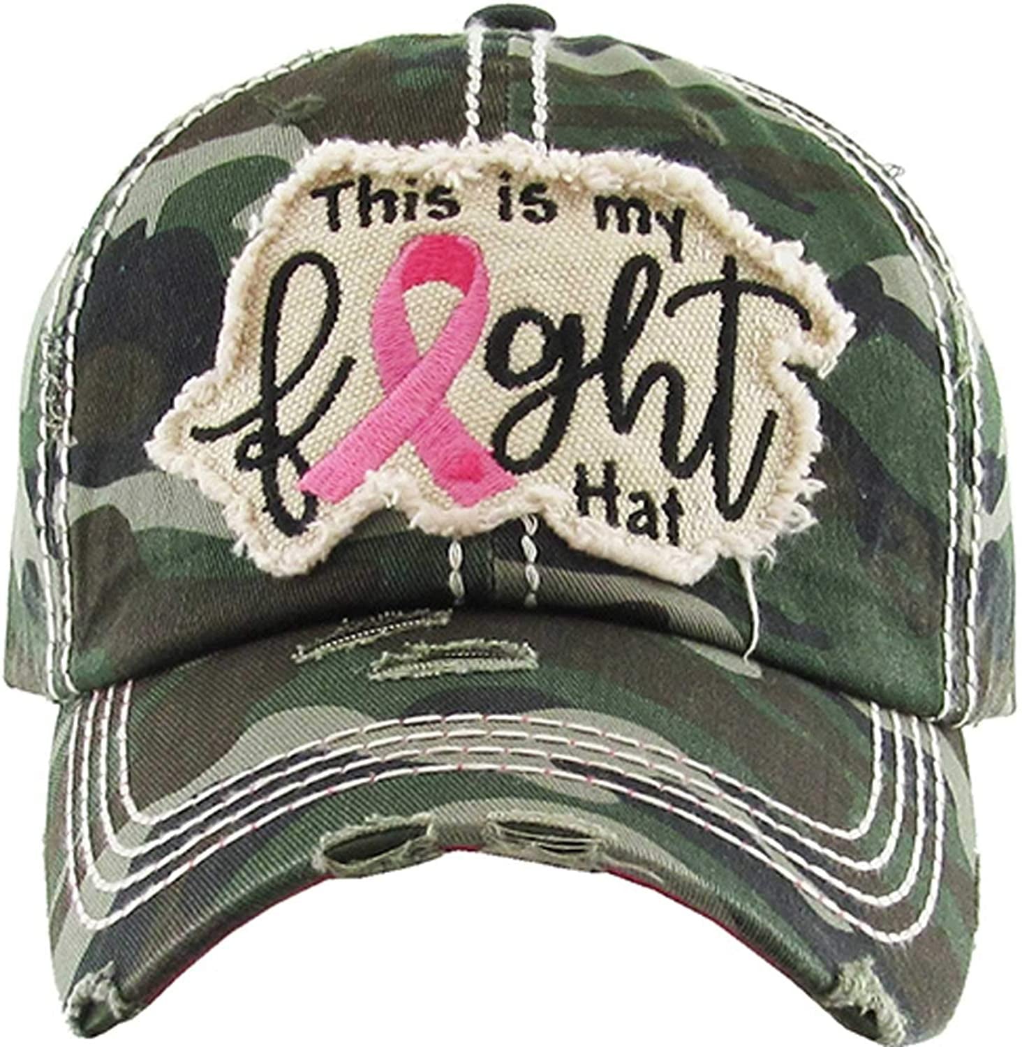 Pink Ribbon Fight Women'S Awareness Vintage Baseball Cap Apparel & Accessories > Clothing Accessories > Headwear KBETHOS Hats Camo  