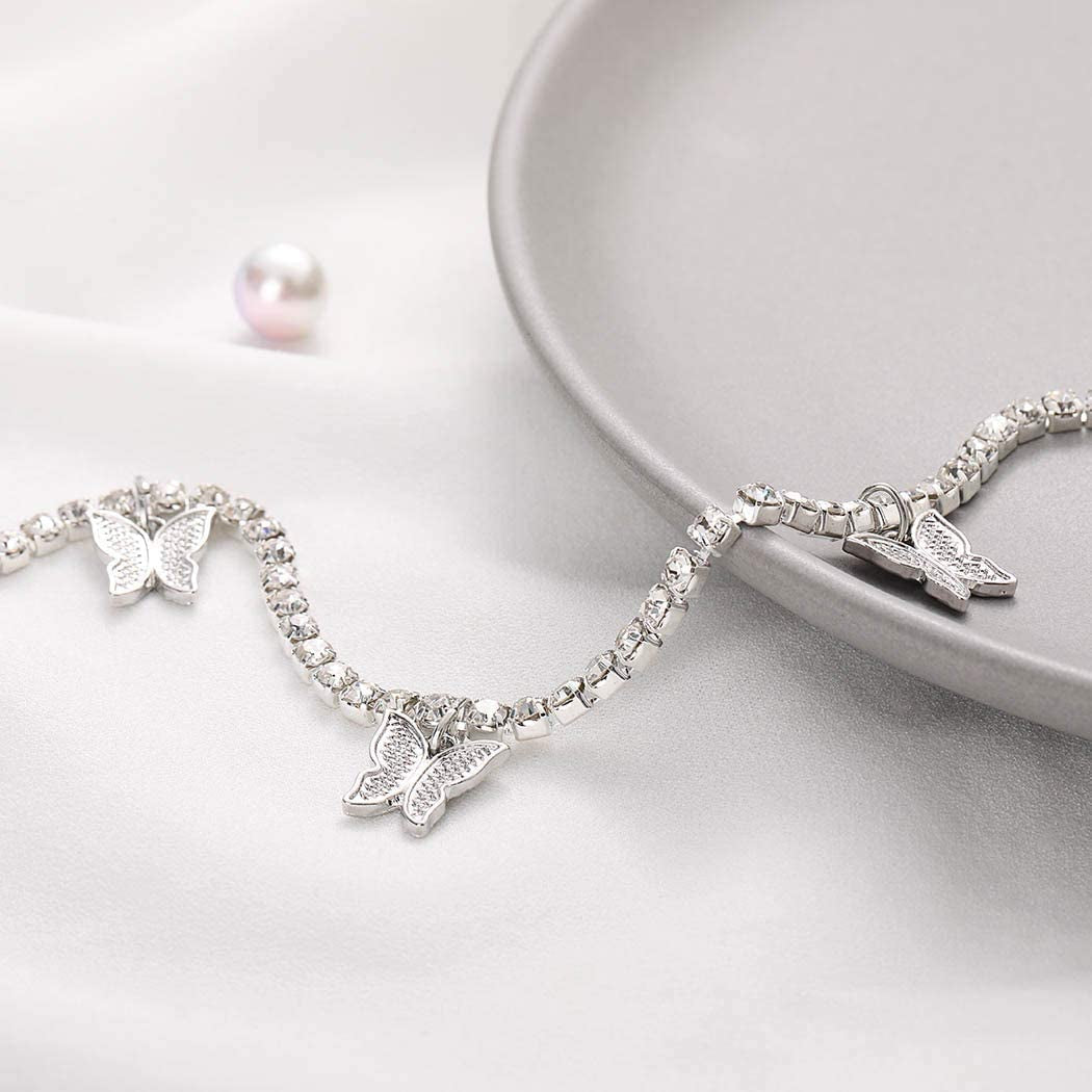 Victray Crystal Waist Chains Butterfly Belly Body Chain Fashion Body Accessories Jewelry for Women and Girls (Silver) Apparel & Accessories > Jewelry > Body Jewelry Victray   