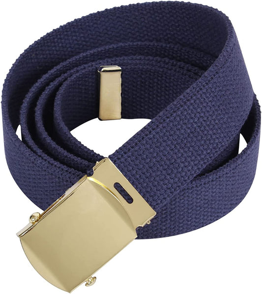 Authentic Military Web Belt Navy with Gold Buckle 44 Inch Apparel & Accessories > Clothing Accessories > Belts Rothco   