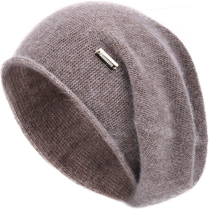 Jaxmonoy Cashmere Slouchy Knit Beanie Hat for Women Winter Soft Warm Ladies Wool Knitted Skull Beanies Cap Apparel & Accessories > Clothing Accessories > Hats jaxmonoy Brown  