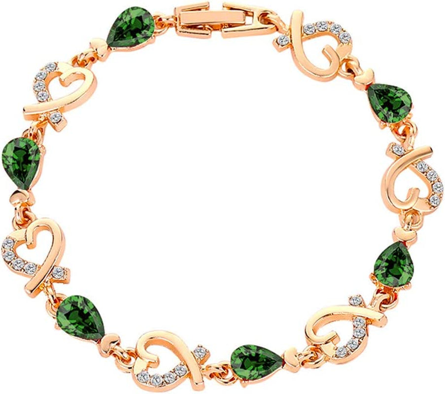 Gold Chain Bracelets for Women Dainty Zircon Heart Crystal Charm Bracelet Adjustable Link Bracelet Ladies Jewelry Birthday Mothers Valentines Day Gifts 2022 (Blue, One Size) Apparel & Accessories > Jewelry > Bracelets Generic Green,Rose Gold,Silver One Size 