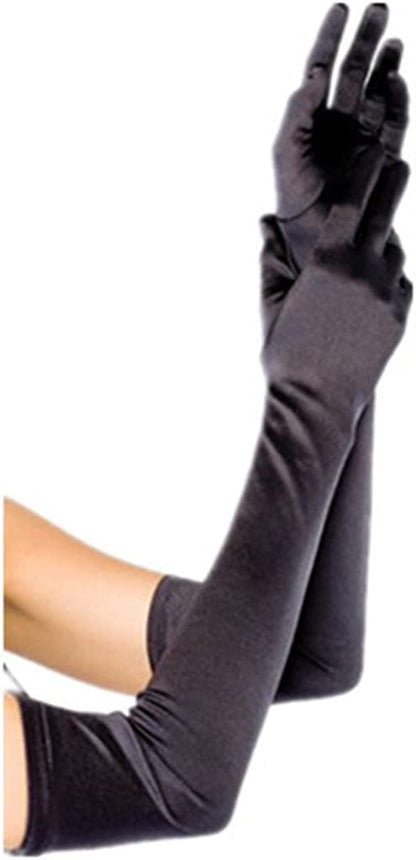 Dreamhigh Womens 22 " Finger Mittens over Elbow Long Black /White Evening Gloves Apparel & Accessories > Clothing Accessories > Gloves & Mittens DreamHigh Black  