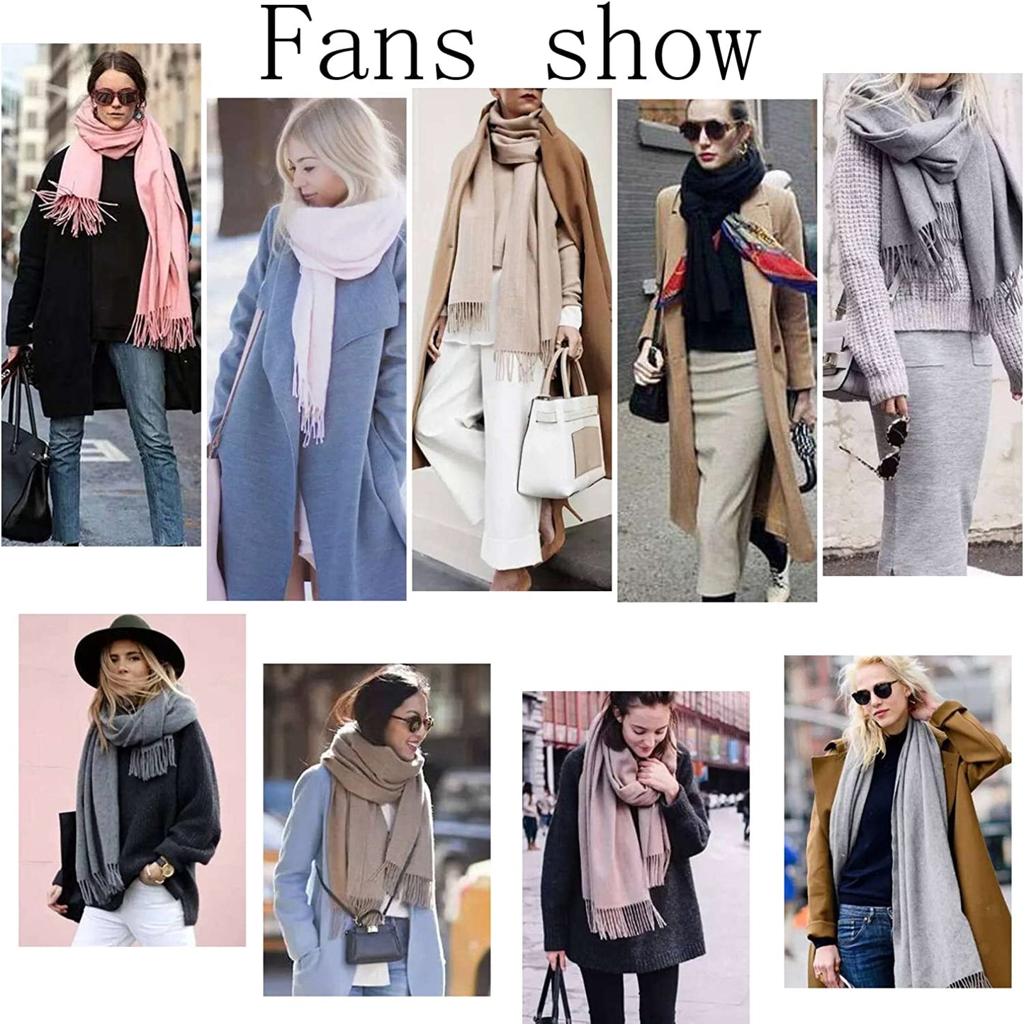 SOJOS Women Large Soft Cashmere Feel Pashmina Shawls and Wraps Winter Scarf for Evening Dresses SC304 Apparel & Accessories > Clothing Accessories > Scarves & Shawls SOJOS   