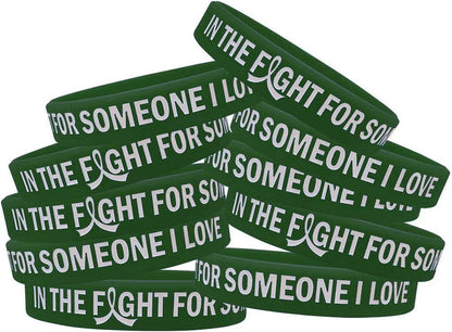 In the Fight for Someone I Love Silicone Wristband Bracelet Premium Quality 10-Pack (Assorted Colors) Apparel & Accessories > Jewelry > Bracelets Fight Like a Girl Emerald Green  