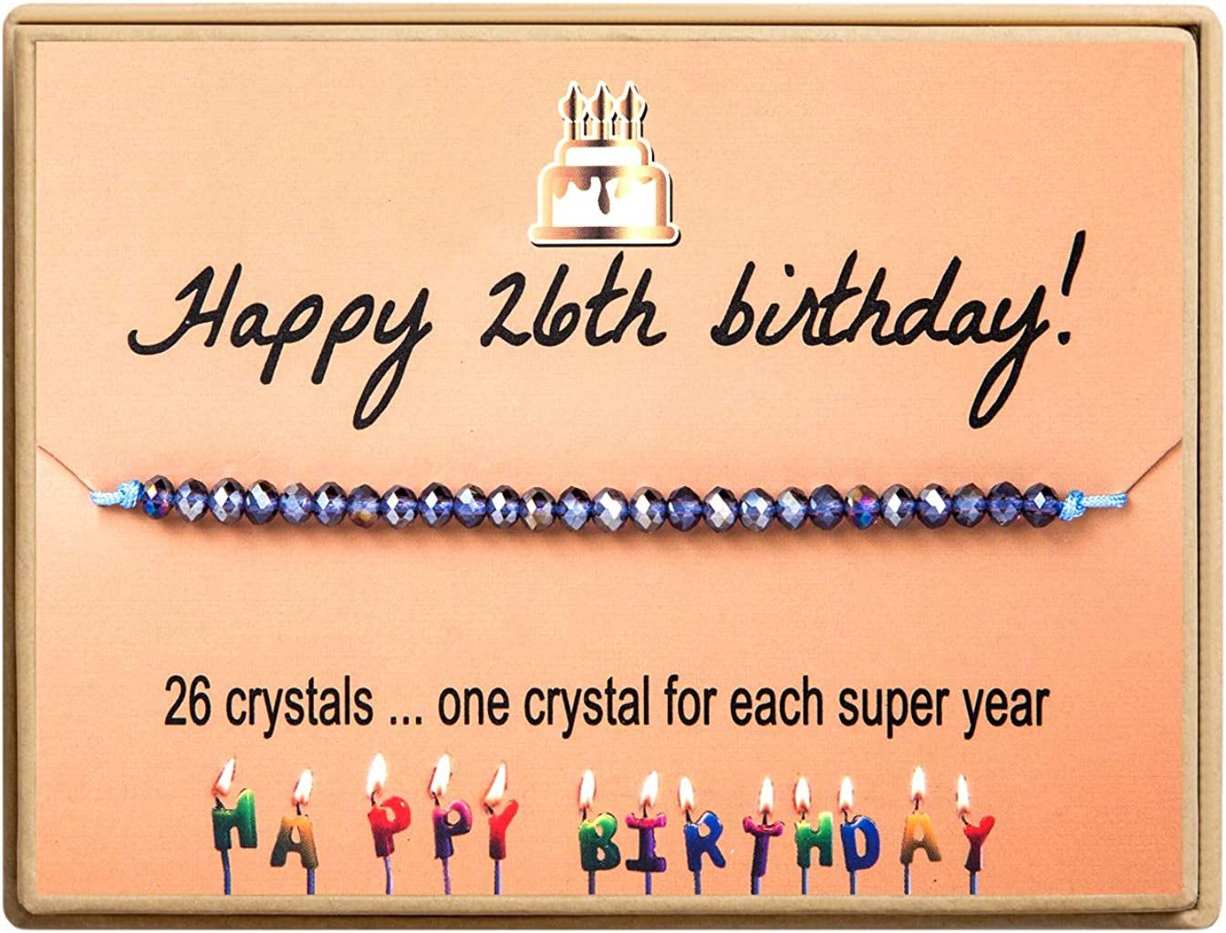 Happy Birthday Bracelet Gift for Teen Girls,Crystal Beads Bracelet Gifts for 10 Year Old Girl Birthday Jewelry Apparel & Accessories > Jewelry > Bracelets KGBNCIE 26 th Birthday Gift  