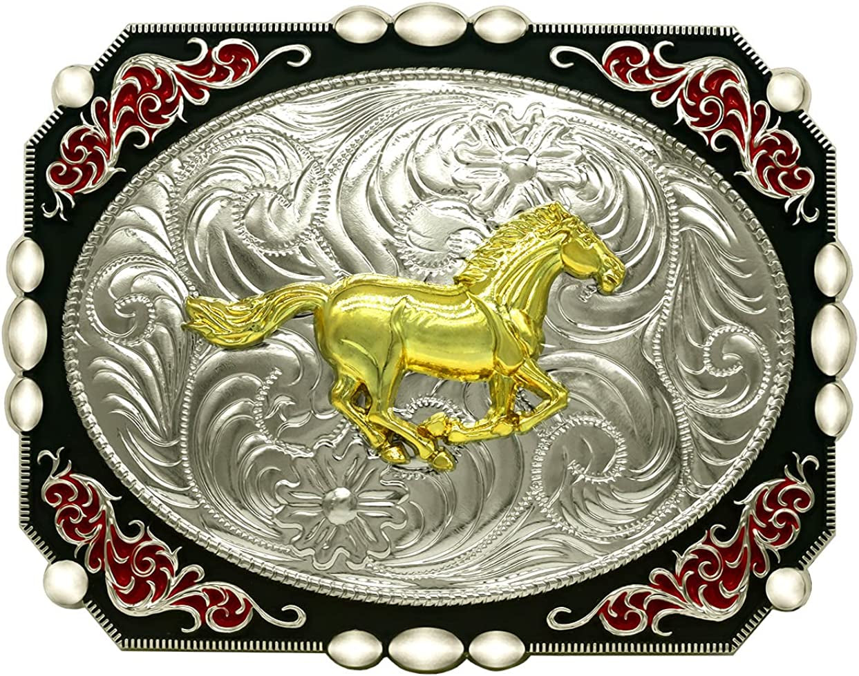 Moranse Religion Cross Cowboy Kneeling Prayer and Horse Design Belt Buckles Apparel & Accessories > Clothing Accessories > Belt Buckles Moranse Running Horse Flower  