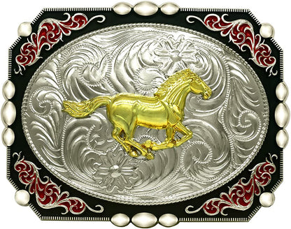 Moranse Religion Cross Cowboy Kneeling Prayer and Horse Design Belt Buckles Apparel & Accessories > Clothing Accessories > Belt Buckles Moranse Running Horse Flower  