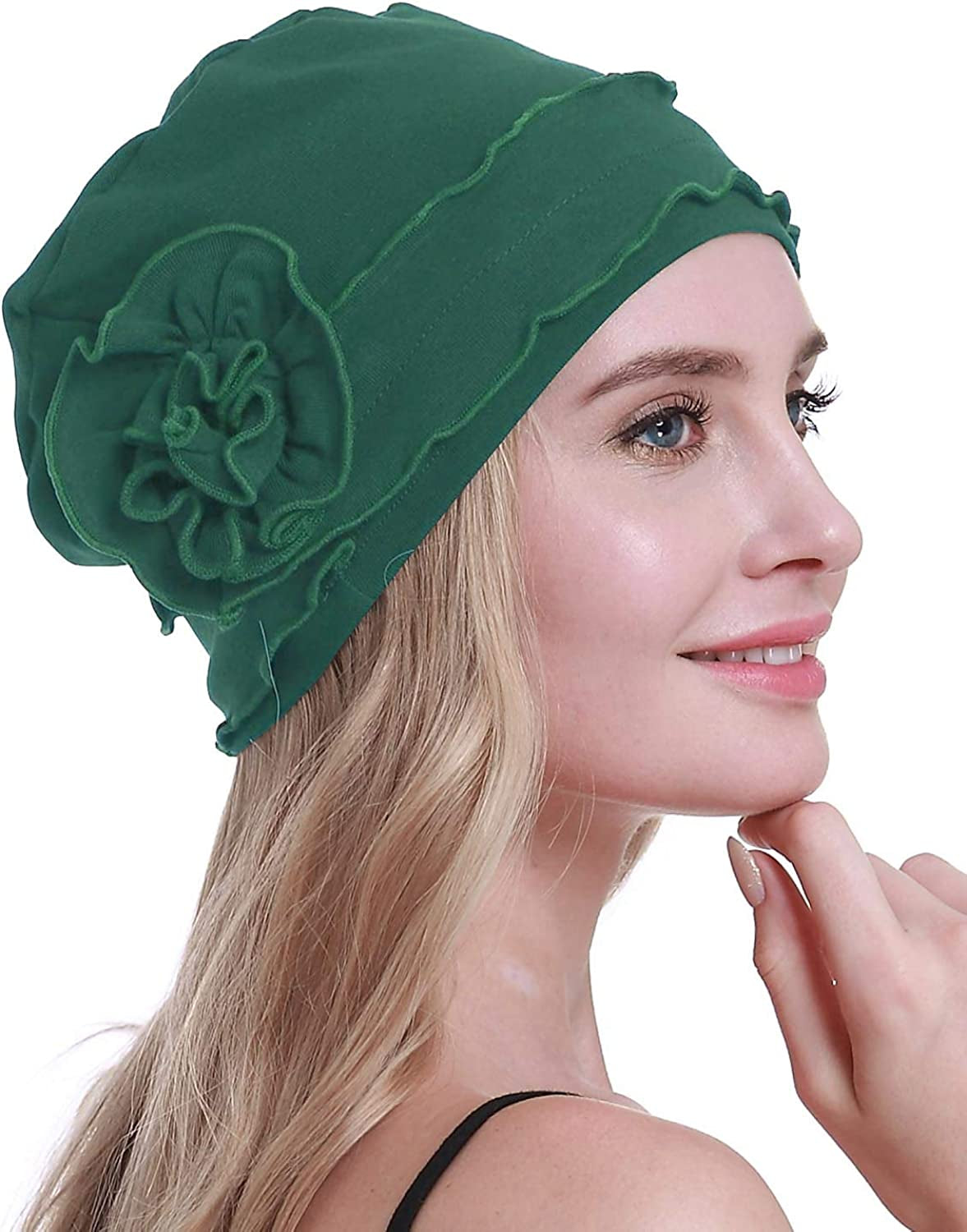 Osvyo Chemo Headwear Turban Cap for Women - Cancer Beanie Hair Loss Sealed Packaging Apparel & Accessories > Clothing Accessories > Headwear osvyo Cotton-light-olive One Size 