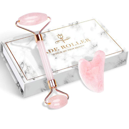 Rose Quartz Jade Roller and Gua Sha Tools Set, Mjartoria Face Roller Skin Care, Facial Roller Beauty Massager, Jade Roller for Face, Eyes, Neck, Relieve Wrinkles Fine Lines Health & Beauty > Personal Care > Cosmetics > Cosmetic Tools > Skin Care Tools MJartoria Pink-roller+guasha-2pcs  