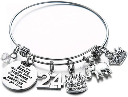Birthday Gifts for Women Girls Bracelet, Expandable Charm Bracelets 5Th 6Th 7Th 8Th 9Th 10Th 20Th 30Th 40Th 50Th 60Th 70Th 80Th 90Th Birthday Gift for Friend, Mom, Daughter, Niece, Sister, Grandma Apparel & Accessories > Jewelry > Bracelets M MOOHAM 24th  