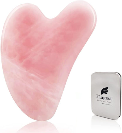 Gua Sha Facial Tools -Gua Sha Stone -Nature Jade Stone Guasha Massage Tool - Nature Jade Stone for Scraping Facial and SPA Acupuncture Therapy -Heart Shape Jade Trigger Point Treatment on Face (Jade) Health & Beauty > Personal Care > Cosmetics > Cosmetic Tools > Skin Care Tools Flagest pink  