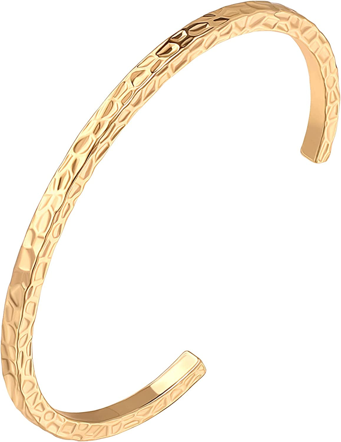 Dainty Gold Bar Bracelet for Women Simple Delicate Thin Cuff Bangle Hook Bracelet 18K Gold Plated Handmade Minimalist Jewelry Apparel & Accessories > Jewelry > Bracelets Annie 6.Hammered  