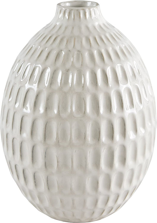 Brand – Stone & Beam Modern Oval Pattern Decorative Stoneware Vase, 8.75 Inch Height, Off-White Apparel & Accessories > Jewelry > Bracelets GFW7Z White Medium 