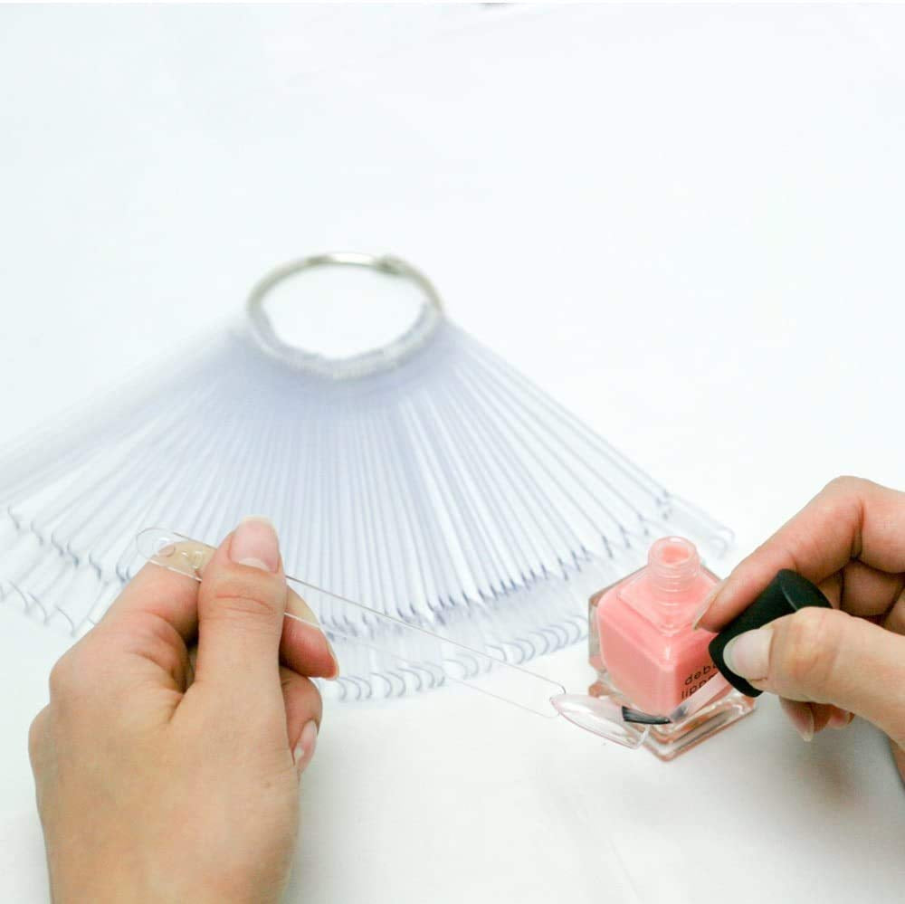 Nail Display Tips Lukytimo 100 Pcs Clear Fan-Shaped False Nail Polish Board Nail Art Tips Practice Sticks Tools with Ring Holder (Transparent) (100) Health & Beauty > Personal Care > Cosmetics > Cosmetic Tools > Nail Tools LukyTimo   