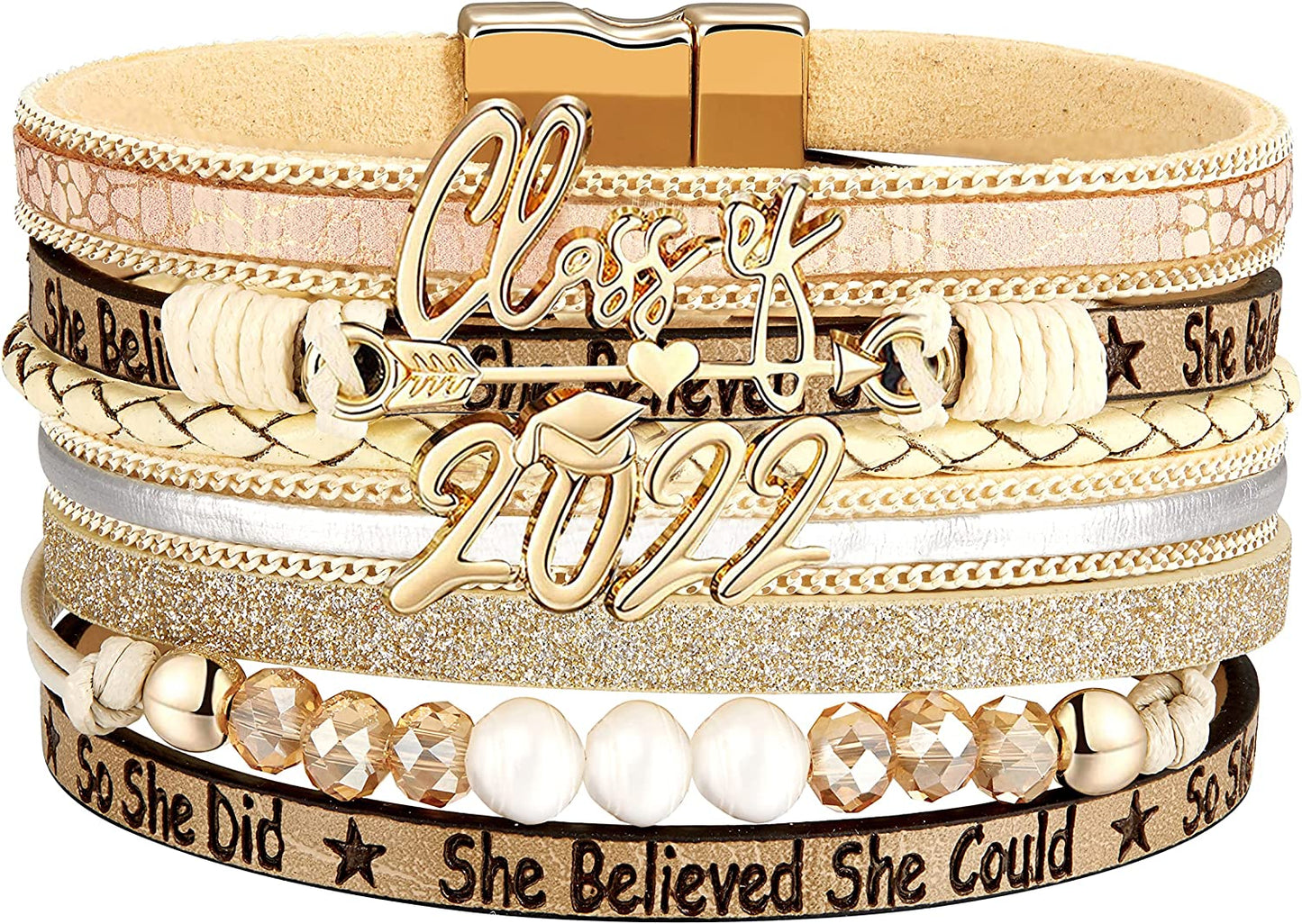 Fesciory Leopard Bracelet for Women Wrap Multi-Layer Leather Bracelet Magnetic Clasp Cuff Bangle Jewelry Apparel & Accessories > Jewelry > Bracelets Fesciory B23-Graduation 2022  