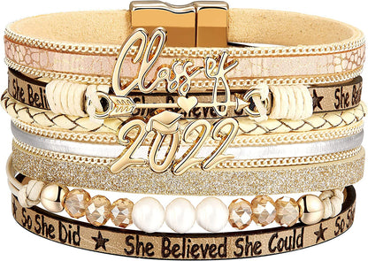 Fesciory Leopard Bracelet for Women Wrap Multi-Layer Leather Bracelet Magnetic Clasp Cuff Bangle Jewelry Apparel & Accessories > Jewelry > Bracelets Fesciory B23-Graduation 2022  