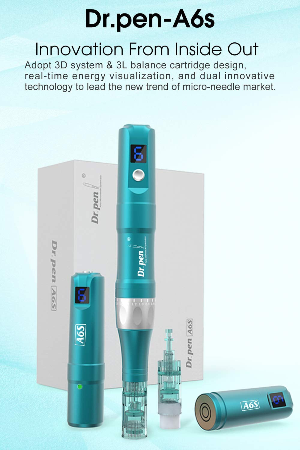 Dr. Pen Ultima A6S Professional Microneedling Pen - Wireless Derma Auto Pen - Best Skin Care Tool Kit for Face and Body - 6Pcs 16-Pin Cartridges Health & Beauty > Personal Care > Cosmetics > Cosmetic Tools > Skin Care Tools New Body Life   