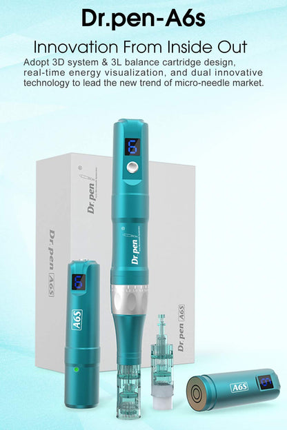 Dr. Pen Ultima A6S Professional Microneedling Pen - Wireless Derma Auto Pen - Best Skin Care Tool Kit for Face and Body - 6Pcs 16-Pin Cartridges Health & Beauty > Personal Care > Cosmetics > Cosmetic Tools > Skin Care Tools New Body Life   