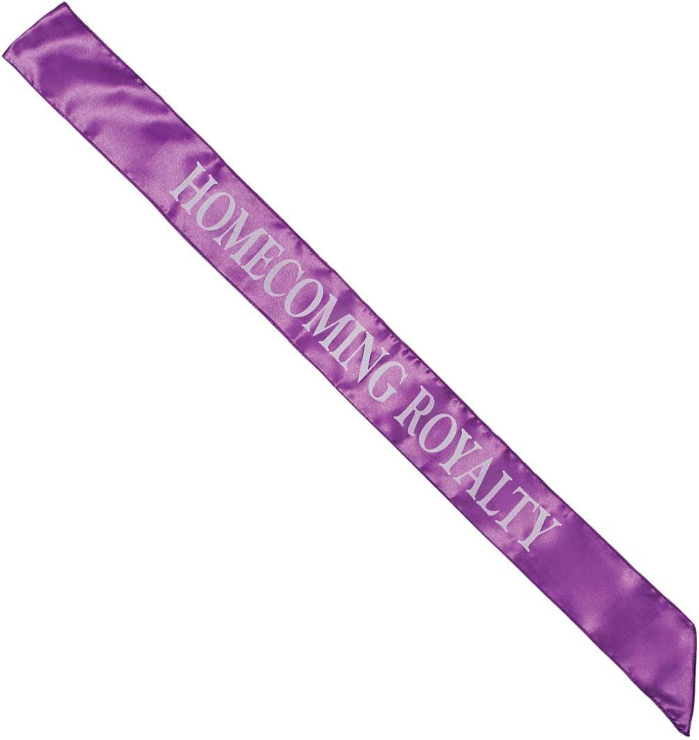 Satin Homecoming Royalty Sash, Silver Black Imprint Apparel & Accessories > Clothing Accessories > Sashes Anderson's Purple/White  