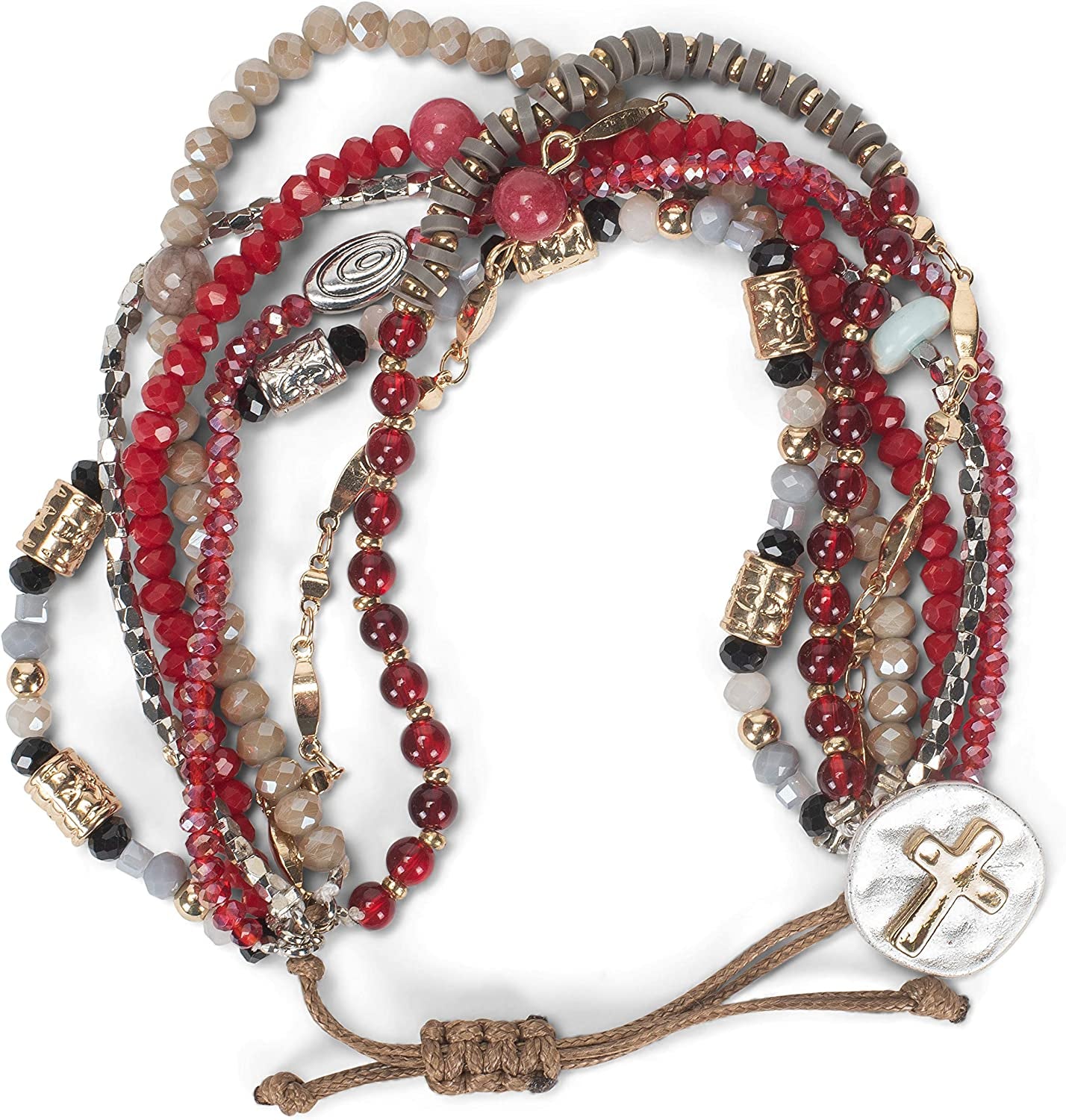 DEMDACO Beaded Love Turquoise Blue One Size Fits Most Glass and Metal Charm Bracelet Apparel & Accessories > Jewelry > Bracelets DEMDACO Beaded Prayer Garnet Red  