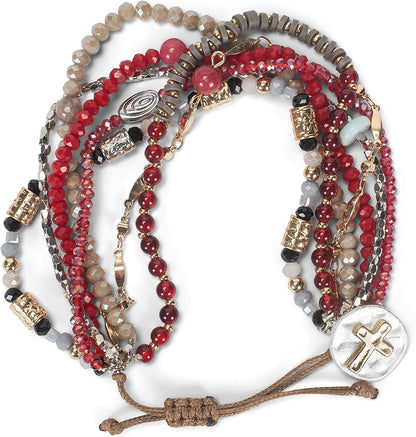DEMDACO Beaded Love Turquoise Blue One Size Fits Most Glass and Metal Charm Bracelet Apparel & Accessories > Jewelry > Bracelets DEMDACO Beaded Prayer Garnet Red  