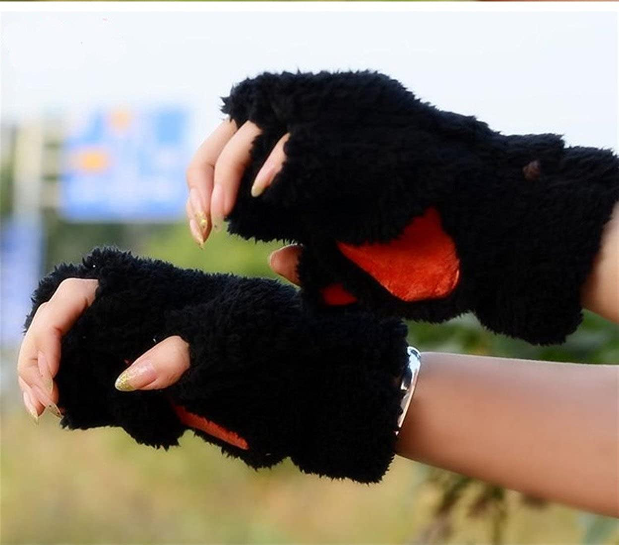 Mizhome Cat Bear Plush Claw Paw Mitten Soft Winter Gloves Costume Apparel & Accessories > Clothing Accessories > Gloves & Mittens MizHome   