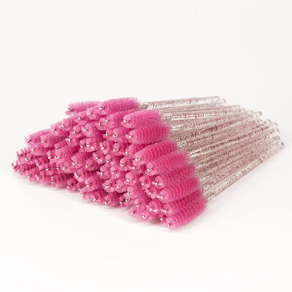 I-Laesh 100 Pcs Disposable Eyelash Brushes, Mascara Wands, Eye Lash Brush, Spoolies for Eyelash Extensions, Spoolie Eyebrow Eyeshadow Brow Makeup Supplies Kit Cleansing Glitter Applicator Tool Accessories Bristle (Crystal Pink) Health & Beauty > Personal Care > Cosmetics > Cosmetic Tools > Makeup Tools i-laesh Crystal - Peach Pink  