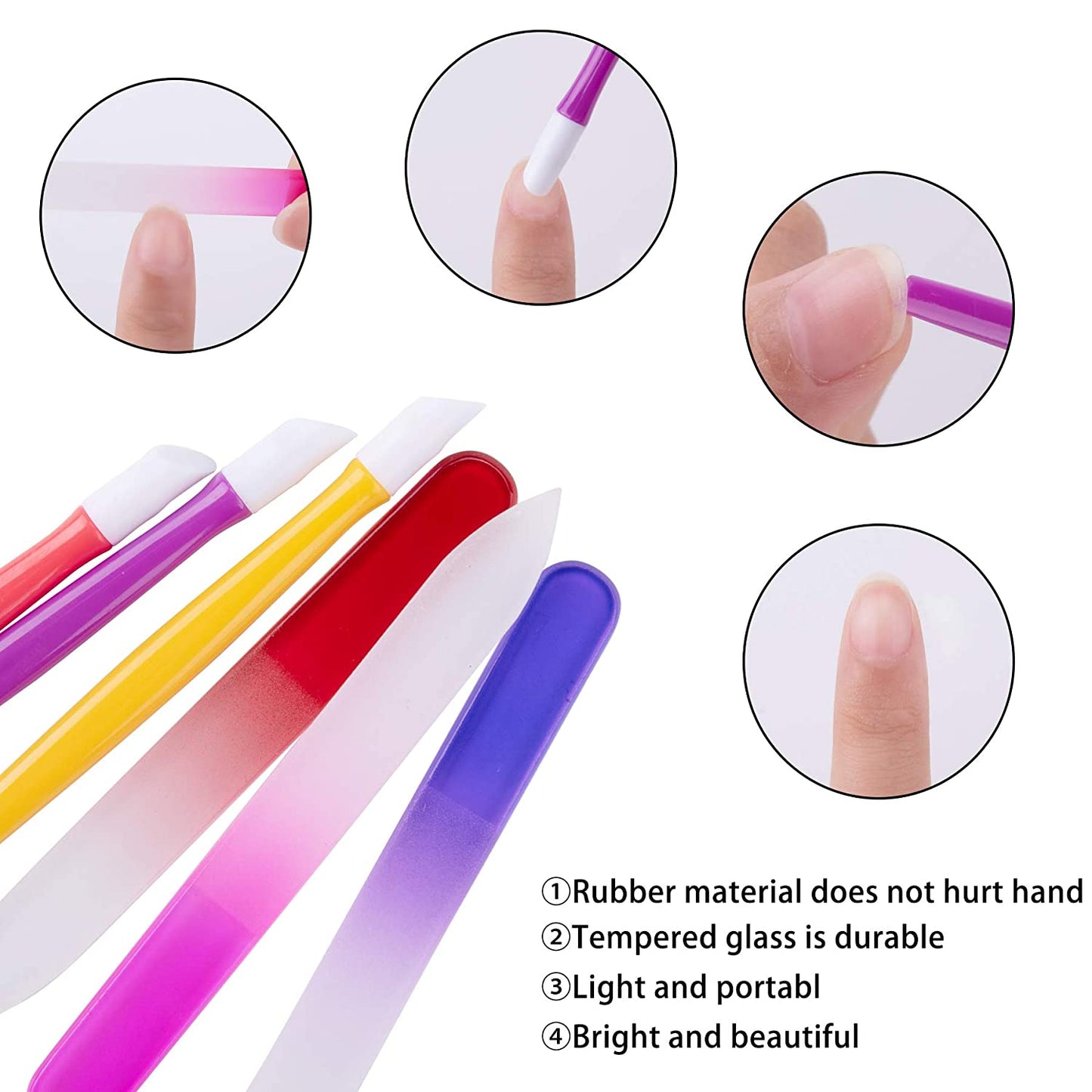 BQTQ 42 Pieces Glass Nail Files Rubber Nail Cuticle Pusher Set Fingernail Files Nail Care Manicure Set for Natural Nail Tools Health & Beauty > Personal Care > Cosmetics > Cosmetic Tools > Nail Tools BQTQ   