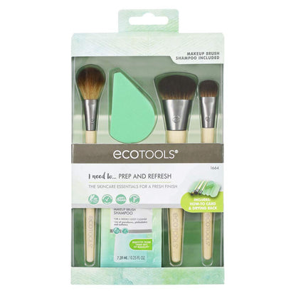 Ecotools Prep + Refresh Makeup Brush Set, with Sponge Blender and Brush Cleaner Cleansing Shampoo, Vegan Beauty Tools, Set of 5 Health & Beauty > Personal Care > Cosmetics > Cosmetic Tools > Makeup Tools EcoTools   