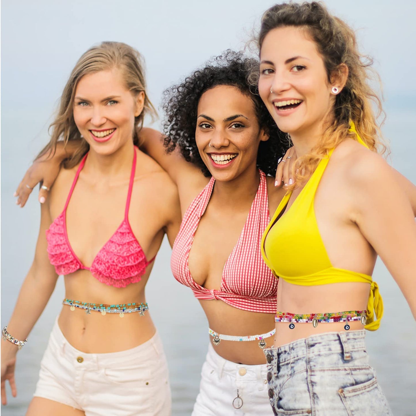 Taouzi 27.5-50Inch Waist Beads for Women plus Size Colorful Beaded Body Chain Elastic String Waist Chain Beach Bikini Belly Chains Sexy Body Jewelry for Women Girls 12Pcs Apparel & Accessories > Jewelry > Body Jewelry Taouzi   