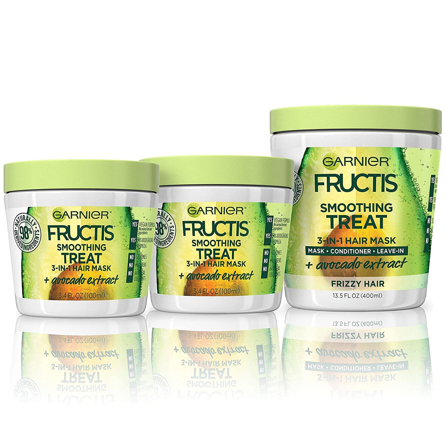 Garnier Fructis Hair Care Smoothing Hair Mask Treatment with Avocado Extract, Vegan, Paraben and Silicone-Free, (Amount) Health & Beauty > Personal Care > Hair Care Garnier Avocado Extract 3 Piece Assortment 