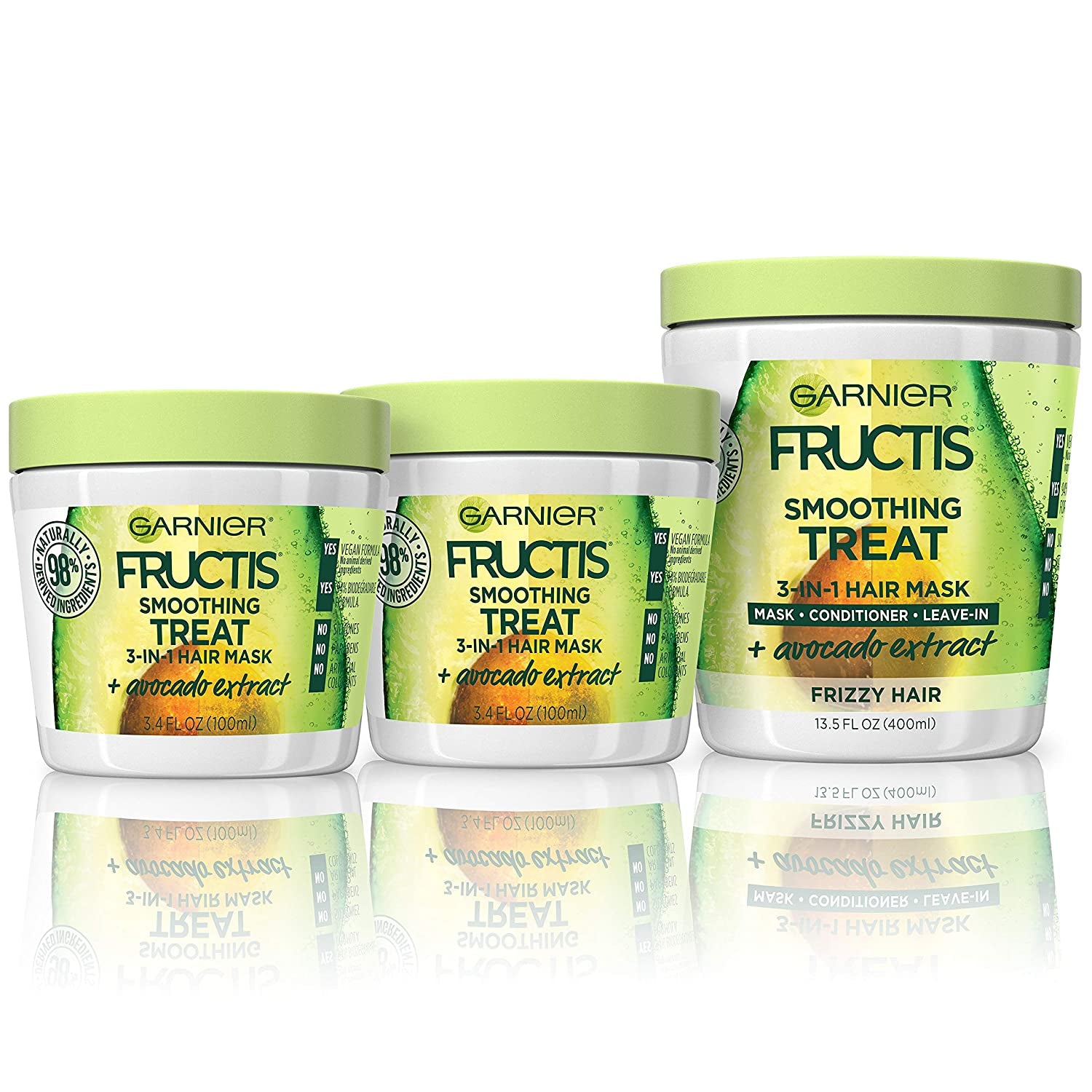 Garnier Fructis Hair Care Smoothing Hair Mask Treatment with Avocado Extract, Vegan, Paraben and Silicone-Free, (Amount) Health & Beauty > Personal Care > Hair Care Garnier Avocado Extract 3 Piece Assortment 