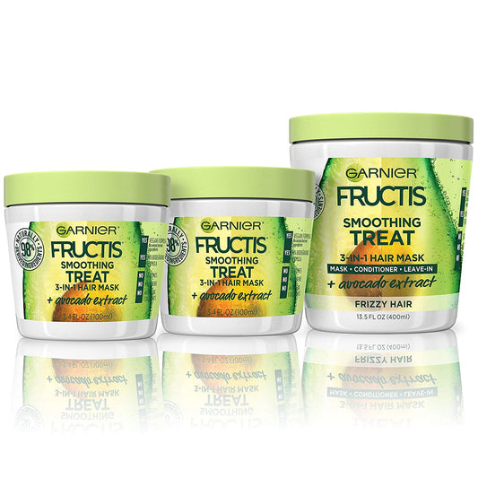 Garnier Fructis Hair Care Smoothing Hair Mask Treatment with Avocado Extract, Vegan, Paraben and Silicone-Free, (Amount) Health & Beauty > Personal Care > Hair Care Garnier Avocado Extract 3 Piece Assortment 