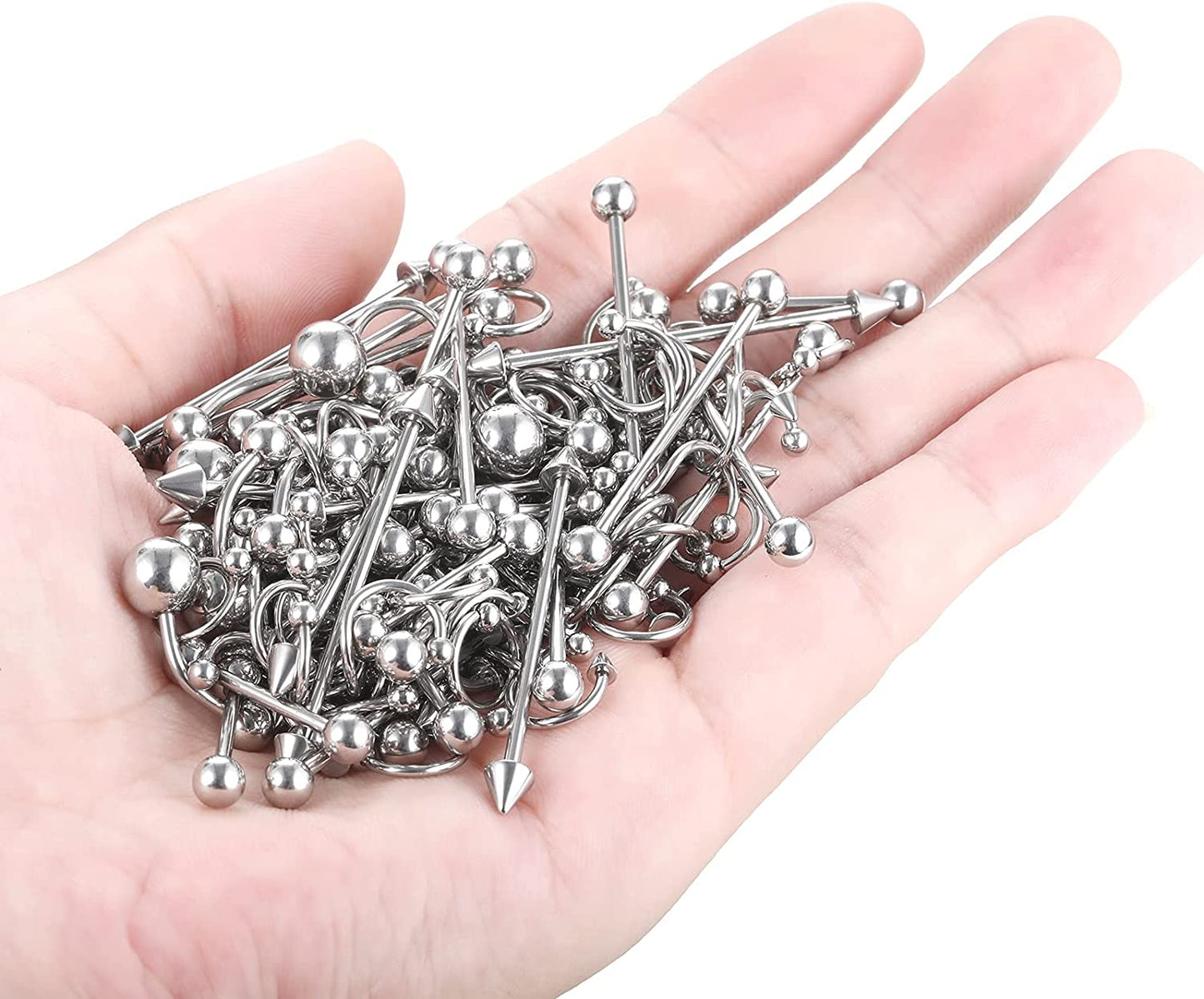 Oveta 55-150PCS Body Piercing Jewelry Lot 14G 16G 20G Stainless Steel Nose Lip Tongue Cartilage Tragus Eyebrow Industrial Barbell Belly Button Rings Piercing Kit Jewelry Apparel & Accessories > Jewelry > Body Jewelry Oveta   
