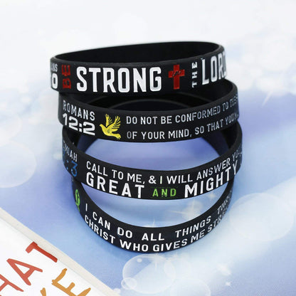 FINREZIO 8-16PCS Religious Silicone Bracelet with Bible Verses Christian Wristbands Grace Power Hope Faith Strength Inspirational Bracelets Set for Religious Gifts Apparel & Accessories > Jewelry > Bracelets FINREZIO   