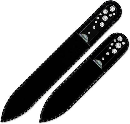 Gifts for Girlfriend - Mont Bleu Premium Set of 2 Glass Nail Files Hand Decorated with Crystals - Genuine Czech Tempered Glass - Nail Supplies - Crystal Nail Files for Manicure Tool Kit Health & Beauty > Personal Care > Cosmetics > Cosmetic Tools > Nail Tools Mont Bleu   