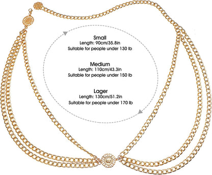 Glamorstar Multilayer Chain Belt Body Chain for Women Boho Waist Belt Belly Chain Bikini Chain Apparel & Accessories > Jewelry > Body Jewelry Glamorstar   