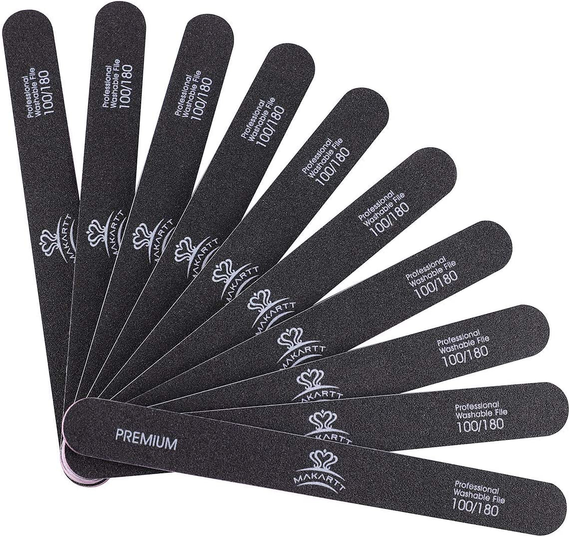 Makartt Nail File 100 180 Grit Emery Boards for Nails 10Pcs Nail Files Professional Washable Doubled Sides Nail File Kit for Manicure Pedicure Natural Acrylic Nails Coarse Nail File for DIY Salon Use Health & Beauty > Personal Care > Cosmetics > Cosmetic Tools > Nail Tools Makartt Round  