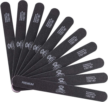Makartt Nail File 100 180 Grit Emery Boards for Nails 10Pcs Nail Files Professional Washable Doubled Sides Nail File Kit for Manicure Pedicure Natural Acrylic Nails Coarse Nail File for DIY Salon Use Health & Beauty > Personal Care > Cosmetics > Cosmetic Tools > Nail Tools Makartt Round  