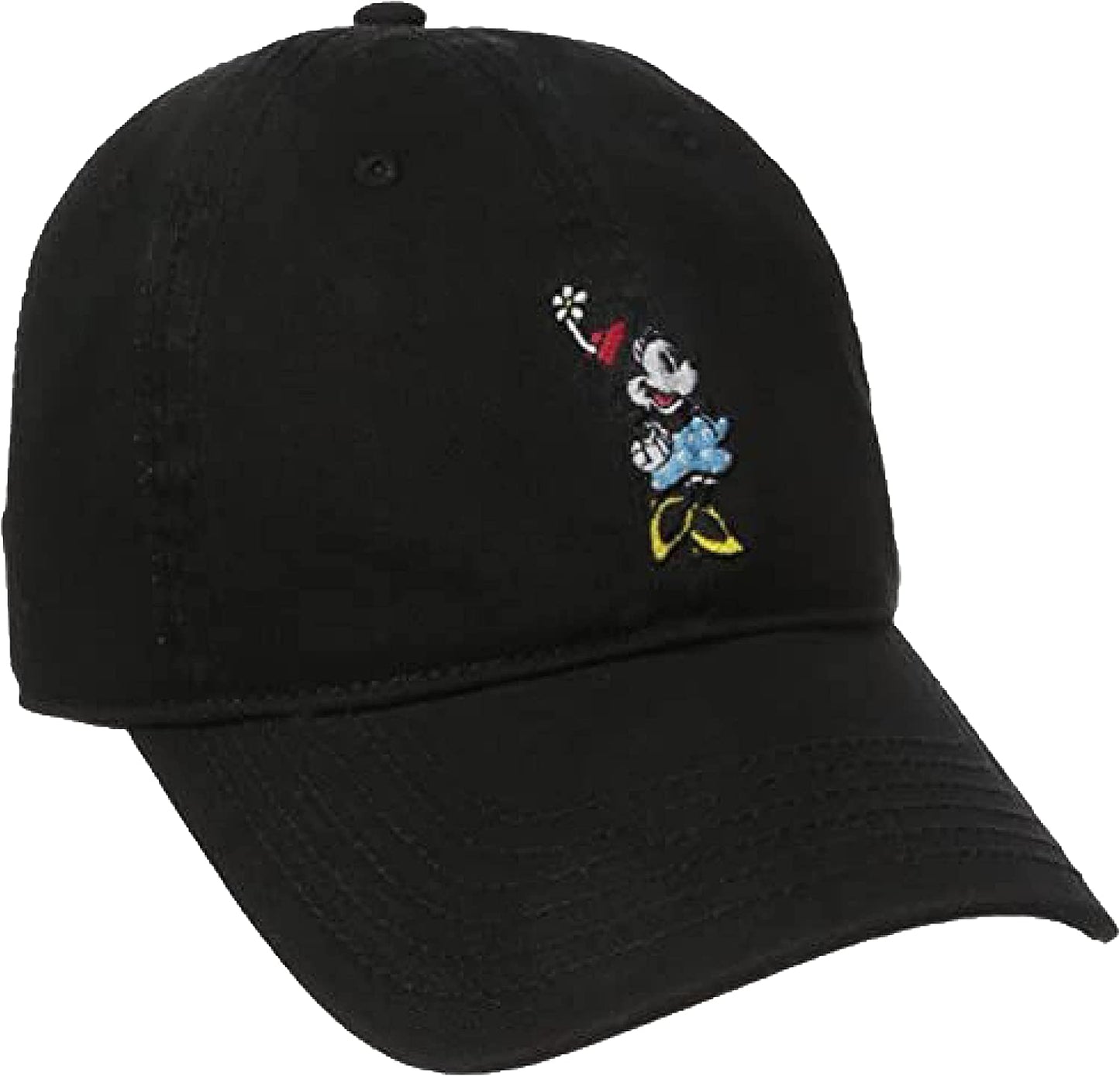 Concept One Disney Minnie Mouse Embroidered Cotton Adjustable Dad Hat, Baseball Cap with Curved Brim Apparel & Accessories > Clothing Accessories > Hats Concept One Onyx One Size 